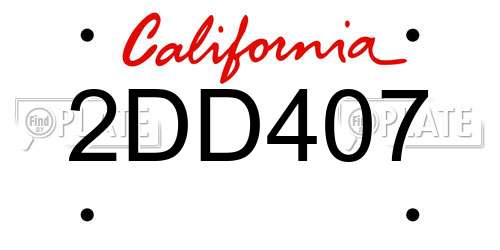 2DD407 California License Plate