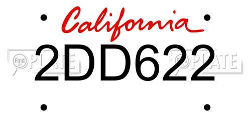 2DD622 California License Plate