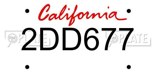 2DD677 California License Plate