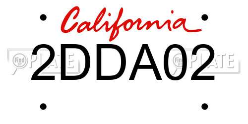 2DDA02 California License Plate