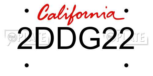 2DDG22 California License Plate