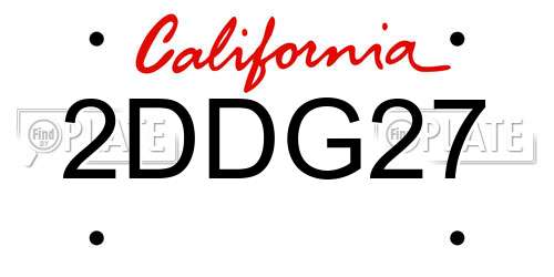 2DDG27 California License Plate