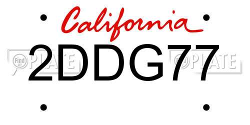 2DDG77 California License Plate