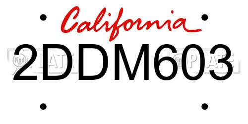 2DDM603 California License Plate