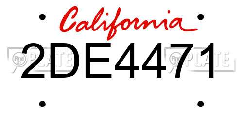 2DE4471 California License Plate