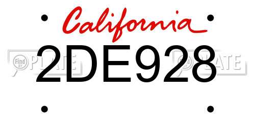 2DE928 California License Plate