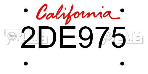 2DE975 California License Plate