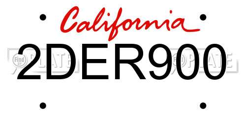 2DER900 California License Plate