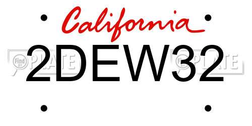 2DEW32 California License Plate