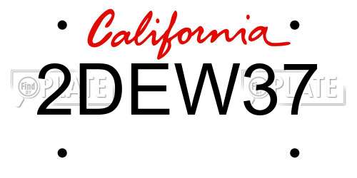 2DEW37 California License Plate