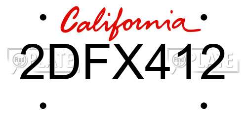2DFX412 California License Plate