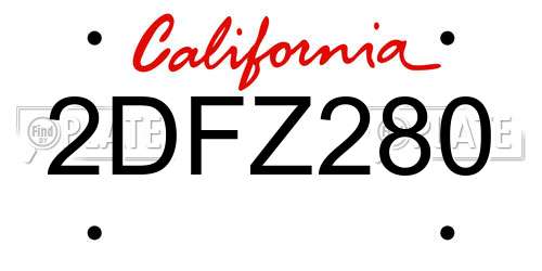 2DFZ280 California License Plate