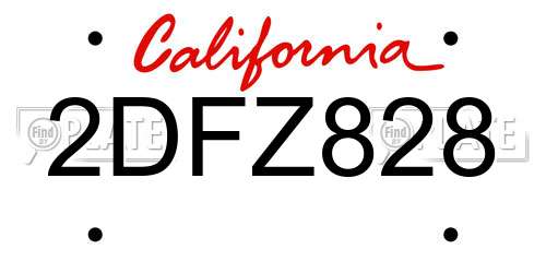 2DFZ828 California License Plate