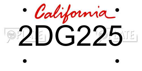 2DG225 California License Plate