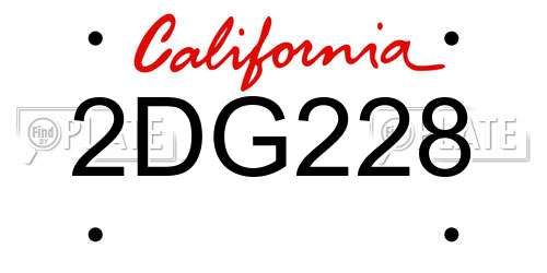 2DG228 California License Plate