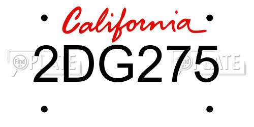 2DG275 California License Plate