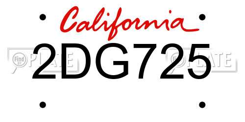2DG725 California License Plate