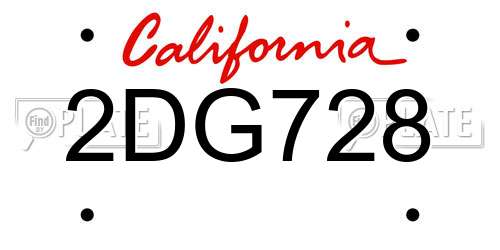 2DG728 California License Plate
