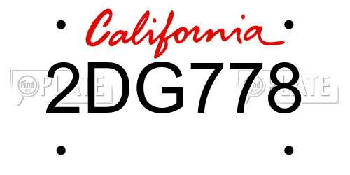 2DG778 California License Plate