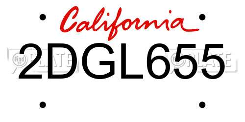 2DGL655 California License Plate