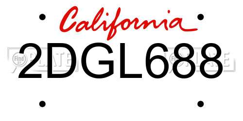 2DGL688 California License Plate