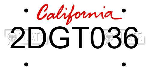 2DGT036 California License Plate