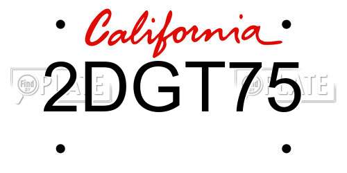 2DGT75 California License Plate