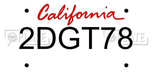 2DGT78 California License Plate