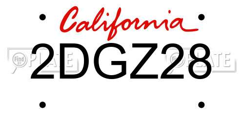 2DGZ28 California License Plate