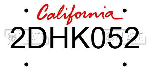 2DHK052 California License Plate