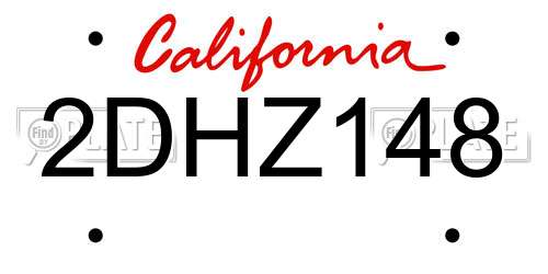 2DHZ148 California License Plate