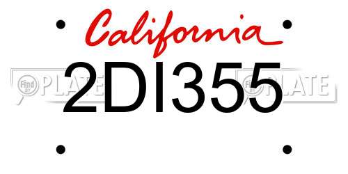 2DI355 California License Plate