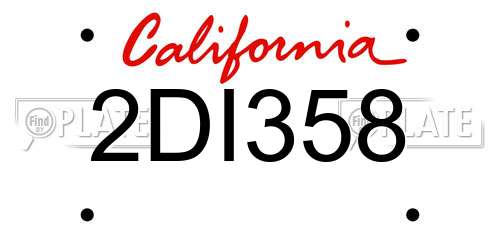 2DI358 California License Plate