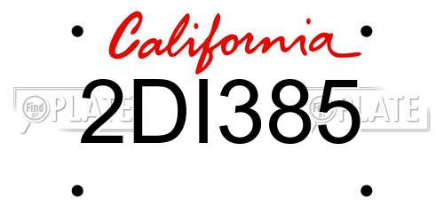 2DI385 California License Plate