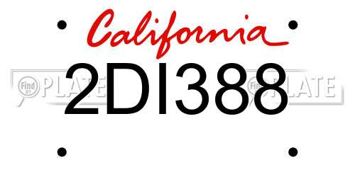 2DI388 California License Plate