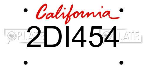 2DI454 California License Plate