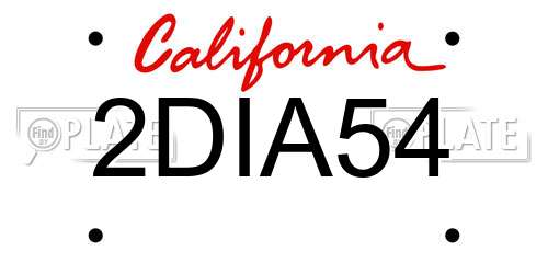 2DIA54 California License Plate
