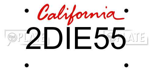 2DIE55 California License Plate