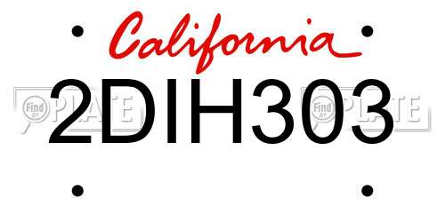 2DIH303 California License Plate