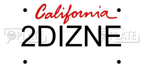 2DIZNE California License Plate