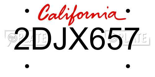 2DJX657 California License Plate