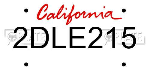 2DLE215 California License Plate