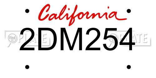2DM254 California License Plate