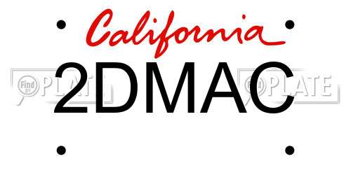 2DMAC California License Plate