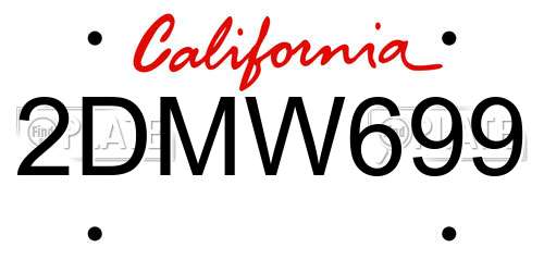 2DMW699 California License Plate