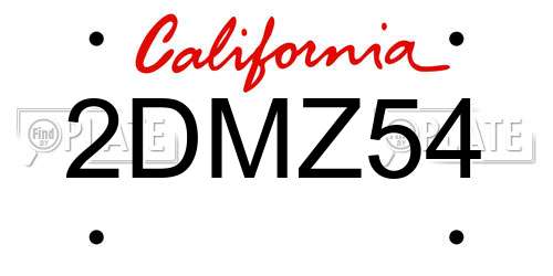 2DMZ54 California License Plate