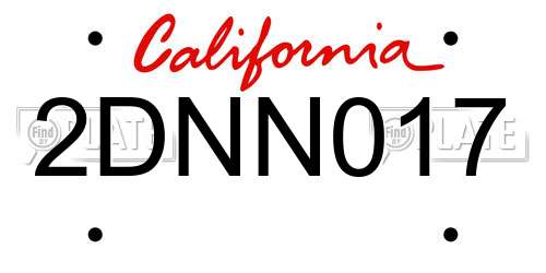 2DNN017 California License Plate