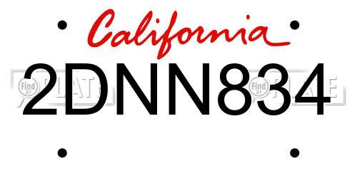 2DNN834 California License Plate