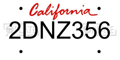 2DNZ356 California License Plate