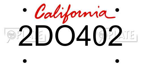 2DO402 California License Plate